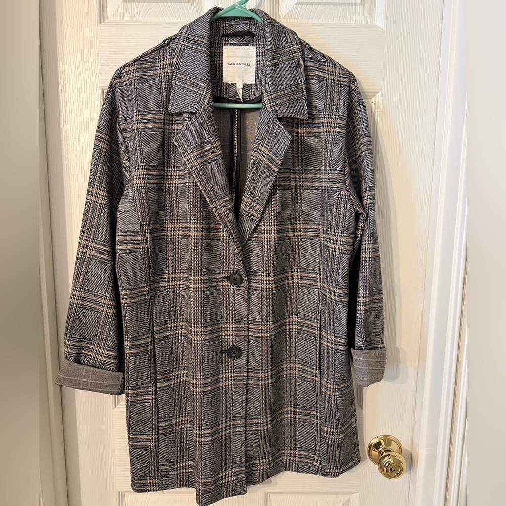 Avec Les Filles Women's Plaid Blazer